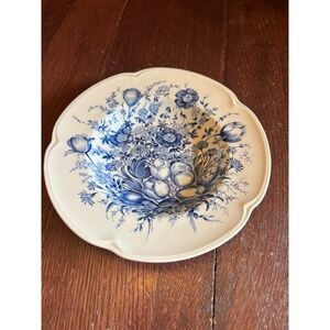 Johnson Brothers WindsorWare Blue White Floral Rimmed Soup Bowl England 8 inch